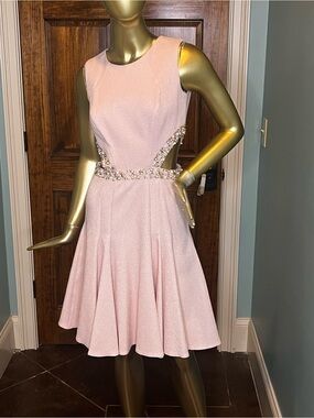 Forever Unique Blush Pink Embellished Cutout Mini Dress